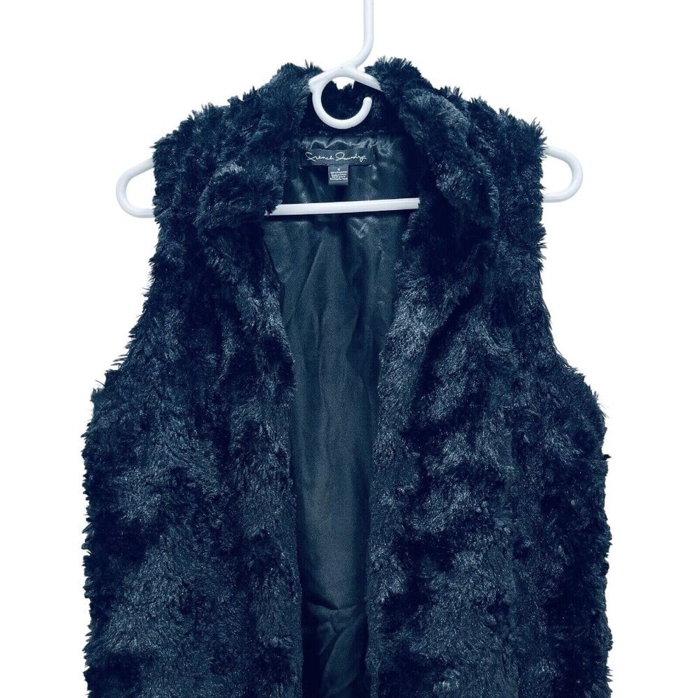 French Laundry Faux Fur Lined Vest Jacket-Coat Size S Women’s Black Sleeveless - Picture 3 of 9